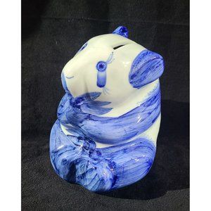Blue White Panda bank decor handpainted Thailand